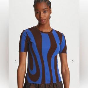 Tory Burch Short-Sleeve Jersey Top, size Large
